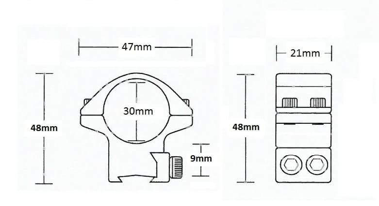 Montáž Hawke Match, dvoudílná, (průměr oka 30 mm), 9-11 mm, střední